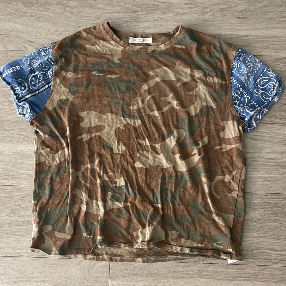 We The Free Camo Tee with Bandana Sleeves